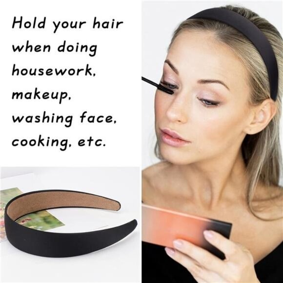 10 Pack Satin Headbands 1.3 Inch Wide Red White Black Pink Purple Headband - Picture 4 of 7